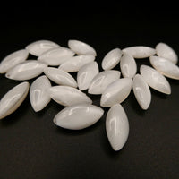 West German Smooth Glass Navettes 15x7mm White Moonstone