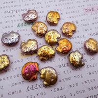 Czech Hello Kitty Glass Beads 19x18mm Crystal Rose Gold Capri 2X
