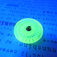 Czech Daisy Flower Button 28mm Yellow Uranium Glass