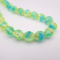 Czech Round Crackle Firepolish 10mm Green Blue