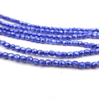 Czech Fire Polish Beads 3mm Metallic Lapis