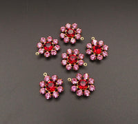 Swarovski Rhinestone Flower Pendant with loop 25mm Rose and Siam
