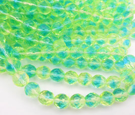 Czech Fire Polish Beads 8mm Green Blue