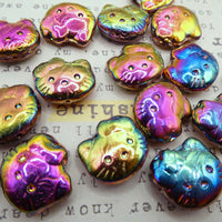 Czech Hello Kitty Glass Beads 19x18mm Crystal Vitex 2X