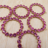 Swarovski Rhinestone Hoop Pendant with loop 30mm Rose