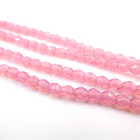 Czech Fire Polish Beads 4mm Pink Opal