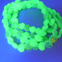 Grape Leaf Pressed Beads 13x11mm Green Opal AB