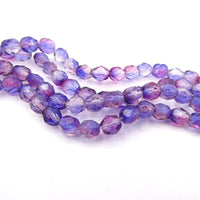 Czech Fire Polish Beads 6mm Crystal Sapphire Pink