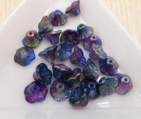 Czech Flower Cup Beads 7x5mm Crystal Magic Blue