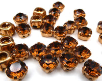 Swarovski 1088 Chaton in setting 34ss (7mm) Smoked Topaz