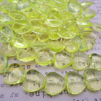 Czech Glass Heart Beads 16x15mm Transparent Yellow Uranium