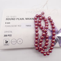 Preciosa Round Pearl Maxima 6mm Pearl Effect Pearlescent Red