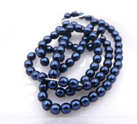 Czech Glass Round Pearl Beads 2mm Navy