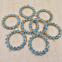 Swarovski Rhinestone Hoop Pendant with loop 30mm Aquamarine