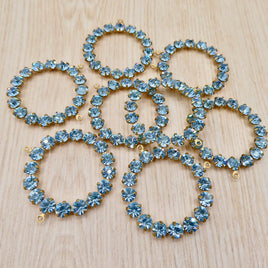 Swarovski Rhinestone Hoop Pendant with loop 30mm Aquamarine