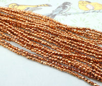 Czech Fire Polished Glass Beads 2mm Copper Penny