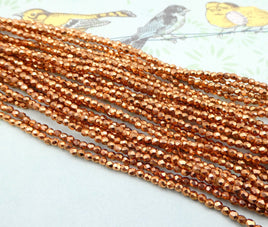 Czech Fire Polish Beads 2mm Copper Penny