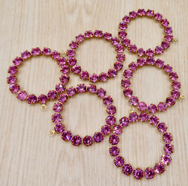 Swarovski Rhinestone Hoop Pendant with loop 30mm Rose