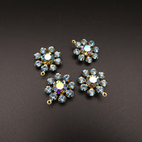 Swarovski Rhinestone Flower Pendant with loop 20mm Aquamarine AB