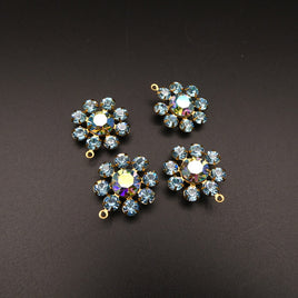 Swarovski Rhinestone Flower Pendant with loop 20mm Aquamarine AB