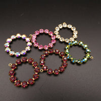 Swarovski Rhinestone Hoop Pendant with loop 25mm Floral Mix