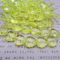 Czech Glass Heart Beads 16x15mm Transparent Yellow Uranium