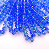 Czech Faceted Rondelle 9x6mm Blue Lt Green