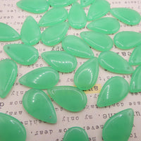 Czech Pressed Flat Teardrop Pendant 30x18mm Opaline Glow Green