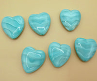 Czech Glass Heart Bead 24x22mm Mint Green Uranium