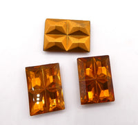 Vintage Czech Glass Rectangle Cushions Cabochon 25x18mm Topaz