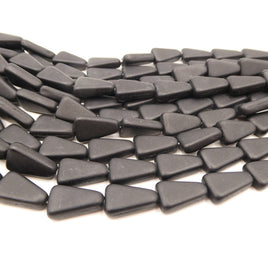 Vintage Czech Glass Triangle Beads 16x10mm Matte Black