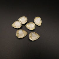 West German Faceted Glass Teardrop Cabochon 14x10mm White Givre