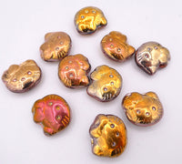 Czech Hello Kitty Glass Beads 19x18mm Crystal Rose Gold Capri 2X