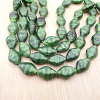 Czech Puffy Diamond shape 15mm x 11mm Satin Green