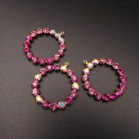 Swarovski Rhinestone Hoop Pendant with loop 30mm Pink Mix