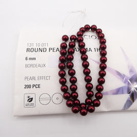 Preciosa Round Pearl Maxima 6mm Pearl Effect Bordeaux