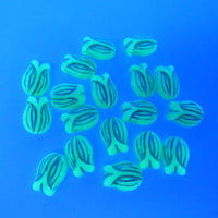 Czech Glass Tulip Beads 16x11mm Turquoise Gold Lined Uranium