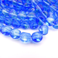 Czech Glass Beveled Round Beads 8mm Blue Lt Green