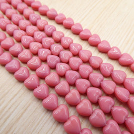 Czech Heart Shape Beads 6mm Satin Pink