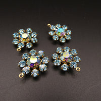Swarovski Rhinestone Flower Pendant with loop 20mm Aquamarine AB