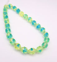 Czech Turbine Glass Beads 10x8mm Green Blue