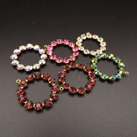Swarovski Rhinestone Hoop Pendant with loop 25mm Floral Mix