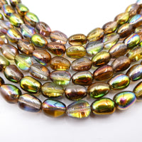 Czech Olive Beads 10x8mm Magic Green