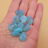 Czech Teardrop Glass Pendant 16x12m Opaline Blue Uranium Glow