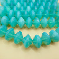 Czech Large Spacer Beads 14x14mm Opal Green