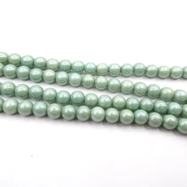 Czech Round Beads 6mm Chalk White Teal Luster