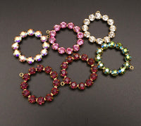 Swarovski Rhinestone Hoop Pendant with loop 25mm Floral Mix