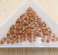 CzechMates Bar 6 x 2mm Luster Rose/Gold Topaz