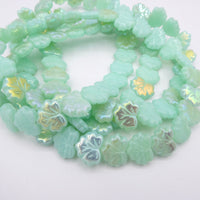 Grape Leaf Pressed Beads 13x11mm Green Opal AB