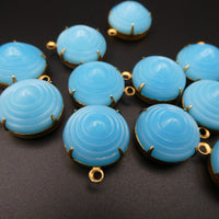 Vintage Czech Glass Bullseye Cabochon in Setting